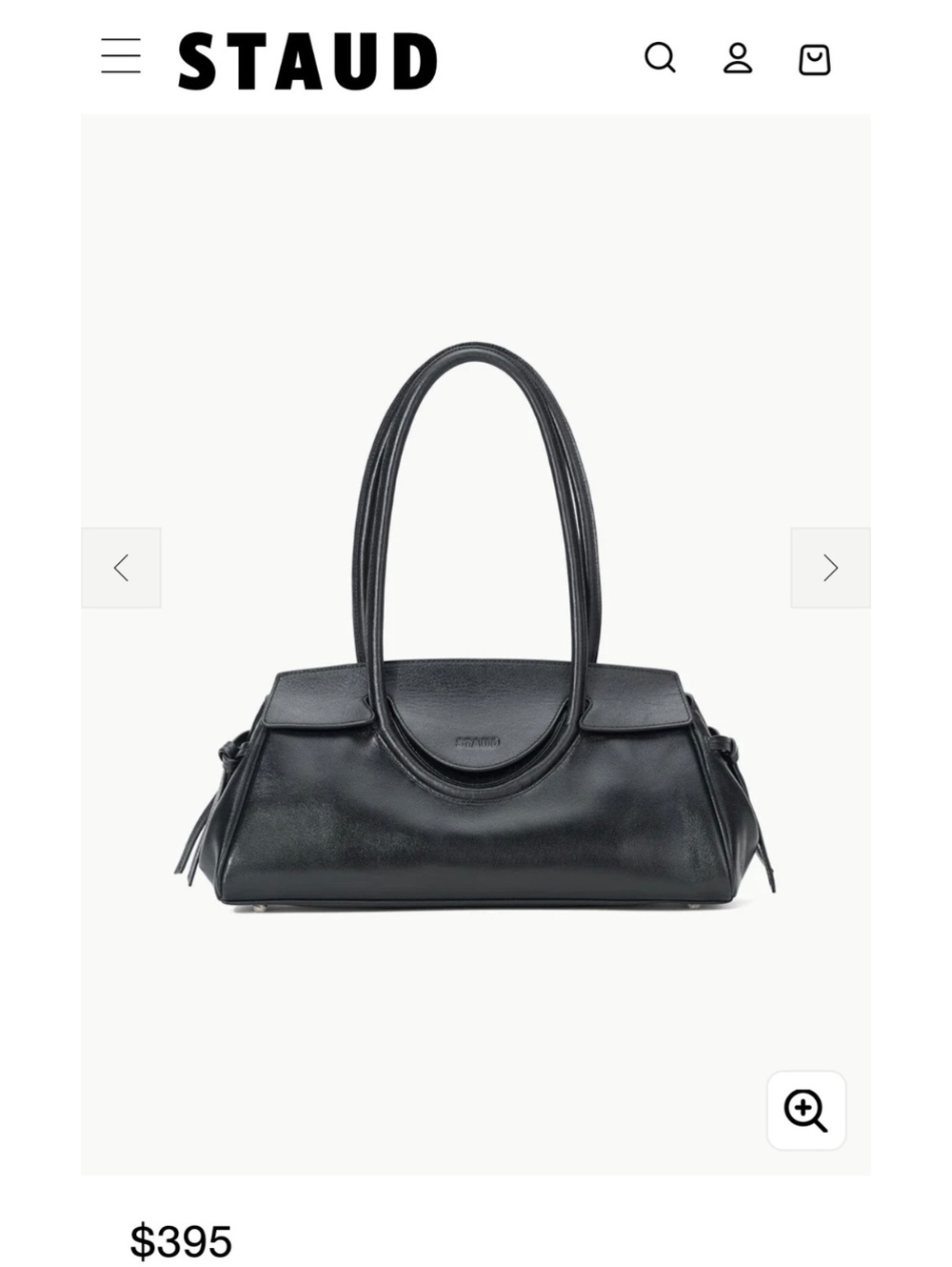 STAUD Maude Black Leather Shoulder Bag - Picture 1 of 9